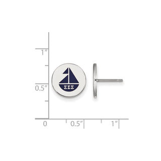 Sterling Silver Rhodium-plated LogoArt Sigma Sigma Sigma Sorority Symbol Color Enamel Post Earrings SS047SSS