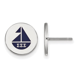 Sterling Silver Rhodium-plated LogoArt Sigma Sigma Sigma Sorority Symbol Color Enamel Post Earrings SS047SSS