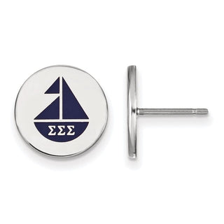 Sterling Silver Rhodium-plated LogoArt Sigma Sigma Sigma Sorority Symbol Color Enamel Post Earrings SS047SSS