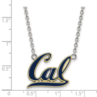 Sterling Silver Rhodium-plated LogoArt University of California Berkeley Large Enameled Pendant 18 inch Necklace