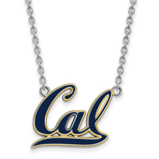 Sterling Silver Rhodium-plated LogoArt University of California Berkeley Large Enameled Pendant 18 inch Necklace