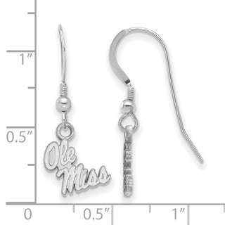 Sterling Silver Rhodium-plated LogoArt University of Mississippi Ole Miss Extra Small Dangle Wire Earrings