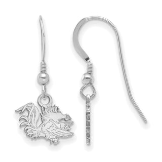 Sterling Silver Rhodium-plated LogoArt University of South Carolina Gamecock Extra Small Dangle Wire Earrings