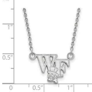 10k White Gold LogoArt Wake Forest University W-F Deacon Small Pendant 18 inch Necklace