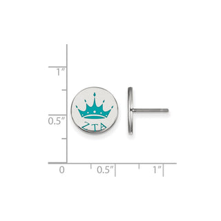 Sterling Silver Rhodium-plated LogoArt Zeta Tau Alpha Sorority Symbol Color Enamel Post Earrings SS047ZTA