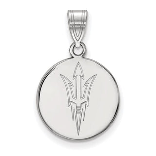 14k White Gold LogoArt Arizona State University Pitchfork Medium Disc Pendant