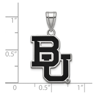 Sterling Silver Rhodium-plated LogoArt Baylor University Bears Large Enameled Pendant