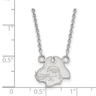 10k White Gold LogoArt East Carolina University Pirate Small Pendant 18 inch Necklace 1W048ECU-18