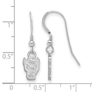 Sterling Silver Rhodium-plated LogoArt North Carolina State University Wolf Extra Small Dangle Wire Earrings