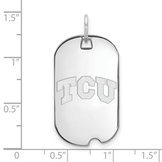 Sterling Silver Rhodium-plated LogoArt Texas Christian University T-C-U Small Dog Tag Pendant