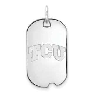 Sterling Silver Rhodium-plated LogoArt Texas Christian University T-C-U Small Dog Tag Pendant