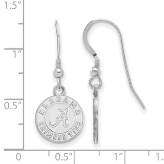 Sterling Silver Rhodium-plated LogoArt University of Alabama Crimson Tide Small Dangle Wire Earrings