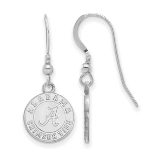 Sterling Silver Rhodium-plated LogoArt University of Alabama Crimson Tide Small Dangle Wire Earrings