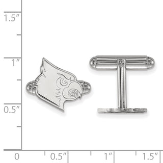 Sterling Silver Rhodium-plated LogoArt University of Louisville Cardinal Cuff Links