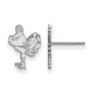 10k White Gold LogoArt Virginia Tech HokieBird Small Post Earrings