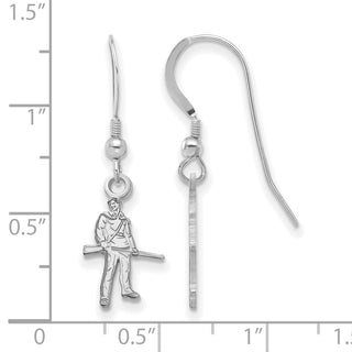 Sterling Silver Rhodium-plated LogoArt West Virginia University Mountaineer Small Dangle Wire Earrings