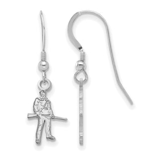 Sterling Silver Rhodium-plated LogoArt West Virginia University Mountaineer Small Dangle Wire Earrings