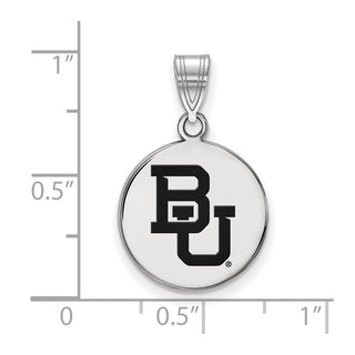 Sterling Silver Rhodium-plated LogoArt Baylor University Bears Medium Enameled Disc Pendant