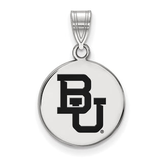 Sterling Silver Rhodium-plated LogoArt Baylor University Bears Medium Enameled Disc Pendant