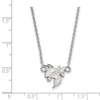 Sterling Silver Rhodium-plated LogoArt Georgia Institute of Technology Yellow Jacket Small Pendant 18 inch Necklace