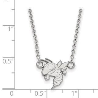 14k White Gold LogoArt Georgia Institute of Technology Yellow Jacket Small Pendant 18 inch Necklace