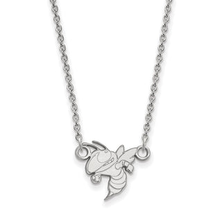 Sterling Silver Rhodium-plated LogoArt Georgia Institute of Technology Yellow Jacket Small Pendant 18 inch Necklace
