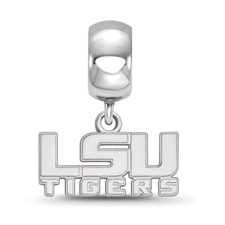 Sterling Silver Rhodium-plated LogoArt Louisiana State University L-S-U Tigers Extra Small Dangle Bead Charm