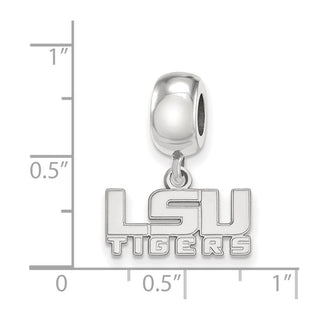 Sterling Silver Rhodium-plated LogoArt Louisiana State University L-S-U Tigers Extra Small Dangle Bead Charm