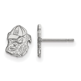 Sterling Silver Rhodium-plated LogoArt University of Georgia Bulldog Extra Small Post Earrings SS049UGA