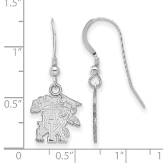 Sterling Silver Rhodium-plated LogoArt University of Kentucky U-K Wildcat Small Dangle Wire Earrings