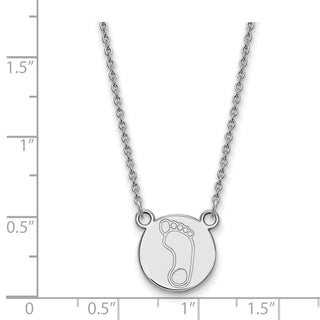 Sterling Silver Rhodium-plated LogoArt University of North Carolina Tar Heel Small Disc Pendant  18 inch Necklace