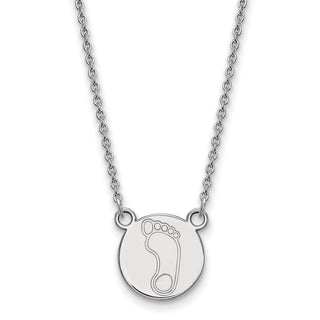 Sterling Silver Rhodium-plated LogoArt University of North Carolina Tar Heel Small Disc Pendant  18 inch Necklace