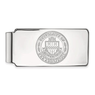 Sterling Silver Rhodium-plated LogoArt University of Pittsburgh Crest Money Clip