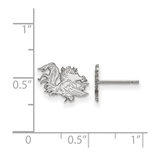 10k White Gold LogoArt University of South Carolina Gamecock Extra Small Post Earrings