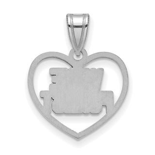 Sterling Silver Rhodium-plated LogoArt Wake Forest University W-F Deacon Heart Pendant