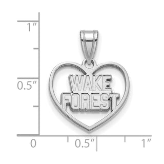 Sterling Silver Rhodium-plated LogoArt Wake Forest University W-F Deacon Heart Pendant