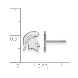 10k White Gold LogoArt Michigan State University Spartan Extra Small Post Earrings