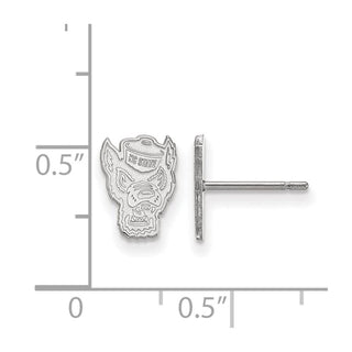 14k White Gold LogoArt North Carolina State University Wolf Extra Small Post Earrings