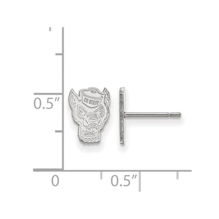 10k White Gold LogoArt North Carolina State University Wolf Extra Small Post Earrings