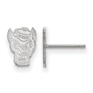 10k White Gold LogoArt North Carolina State University Wolf Extra Small Post Earrings