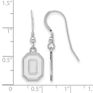 Sterling Silver Rhodium-plated LogoArt The Ohio State University Letter O Small Dangle Wire Earrings