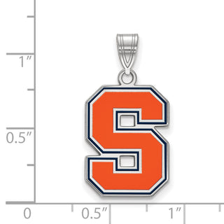 Sterling Silver Rhodium-plated LogoArt Syracuse University Letter S Large Enameled Pendant