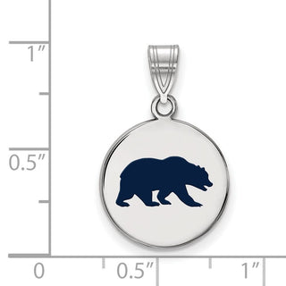 Sterling Silver Rhodium-plated LogoArt University of California Berkeley Bear Medium Enameled Disc Pendant