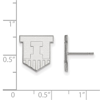 Sterling Silver Rhodium-plated LogoArt University of Illinois Victory Badge Small Post Earrings