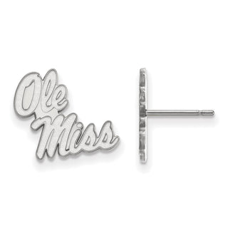 Sterling Silver Rhodium-plated LogoArt University of Mississippi Ole Miss Small Post Earrings