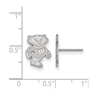 14k White Gold LogoArt University of Wisconsin Badger Small Post Earrings
