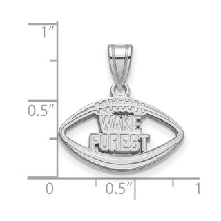 Sterling Silver Rhodium-plated LogoArt Wake Forest University W-F Deacon Football Pendant