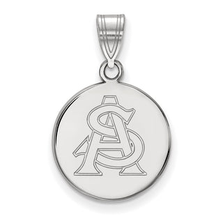 Sterling Silver Rhodium-plated LogoArt Arizona State University A-S Medium Disc Pendant