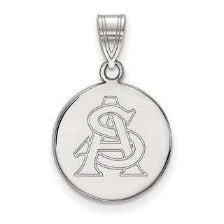 Sterling Silver Rhodium-plated LogoArt Arizona State University A-S Medium Disc Pendant