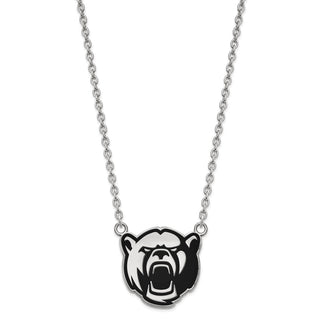 Sterling Silver Rhodium-plated LogoArt Baylor University Large Enameled Pendant 18 inch Necklace